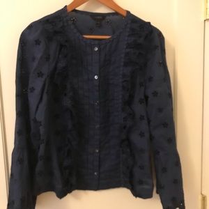 J Crew Navy Eyelet Shirt